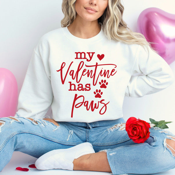 "MY VALENTINE HAS PAWS" CREWNECK