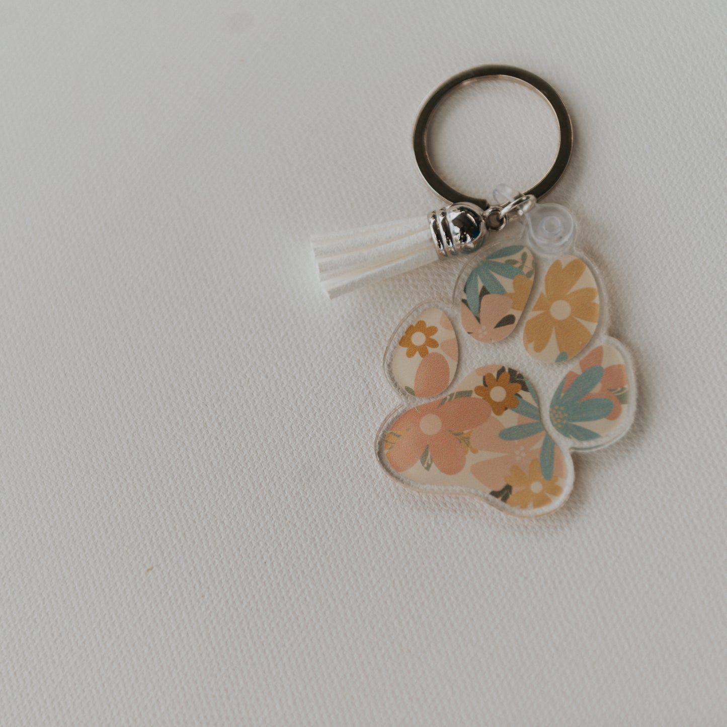 FLORAL PAW PRINT KEYCHAIN