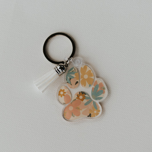 FLORAL PAW PRINT KEYCHAIN